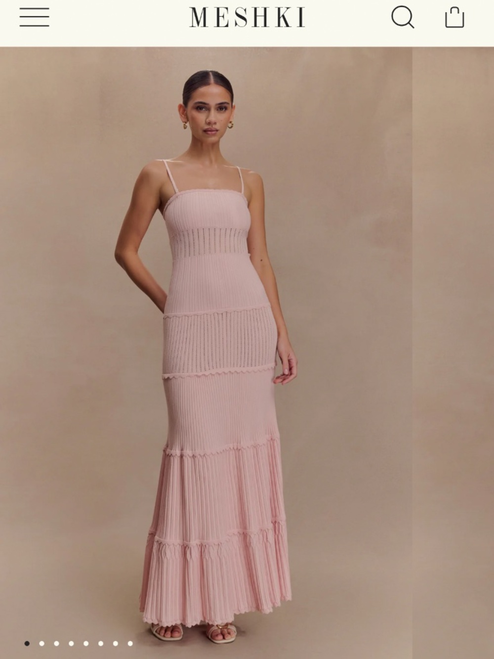 Meshki Finley Pointelle Knit Maxi Dress - Baby Pink